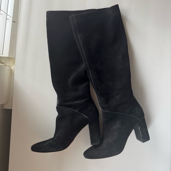 Banana Republic Tall Suede Black Knee-High Women's Boots Slouchy Style 7.5 - Picture 8 of 16